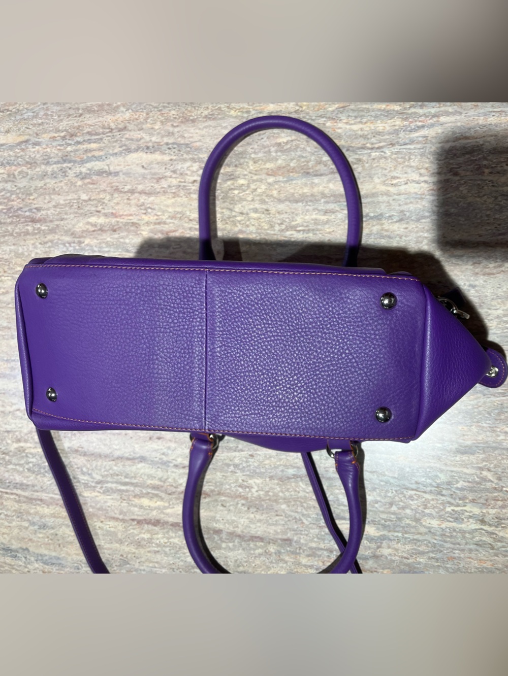 Mywalit Leather Satchel Crossbody NEW Purple w/pink & orange MINT - Picture 4 of 14